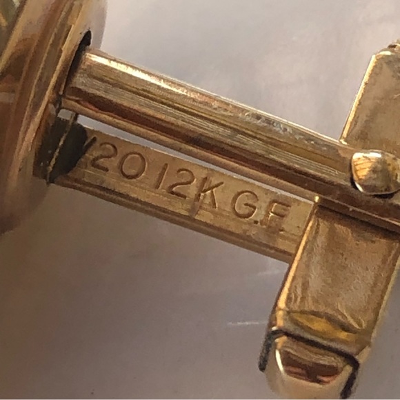 Vintage G Masonic Masons Logo Enamel oval Onyx Cufflinks Gold Filled - Picture 6 of 8